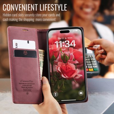 Slim Plånboksfodral iPhone 16 Plus Röd