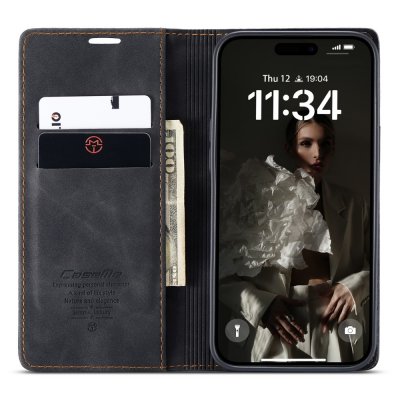Slim Plånboksfodral iPhone 16 Plus Svart