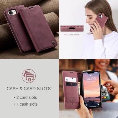Elegant rött CaseMe Slim fodral i användning