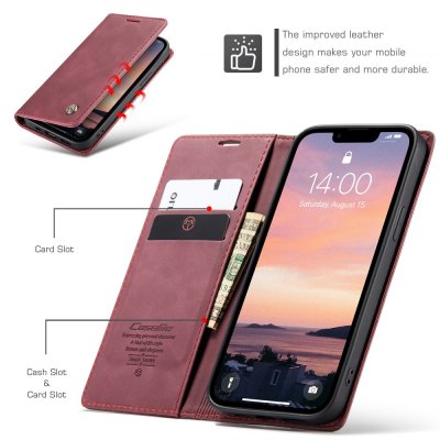 CaseMe Slim rött plånboksfodral till iPhone 16e – insida