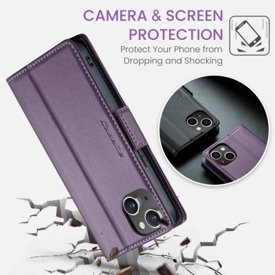 Köp CaseMe Slim Plånboksfodral RFID-skydd iPhone 15 Lila Online