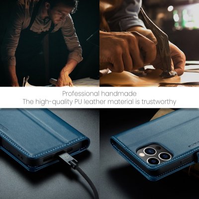Köp CaseMe Slim Plånboksfodral RFID-skydd iPhone 15 Pro Blå Online