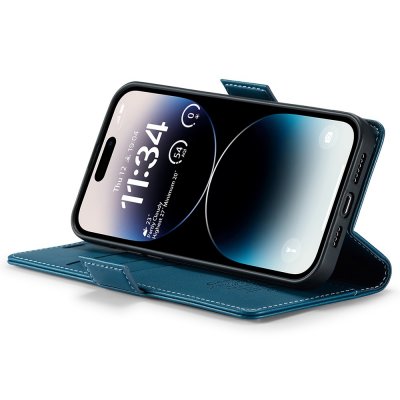 Köp CaseMe Slim Plånboksfodral RFID-skydd iPhone 15 Pro Blå Online