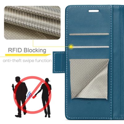 Köp CaseMe Slim Plånboksfodral RFID-skydd iPhone 15 Pro Blå Online