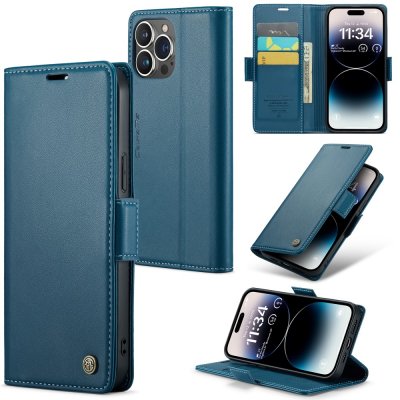 Köp CaseMe Slim Plånboksfodral RFID-skydd iPhone 15 Pro Blå Online