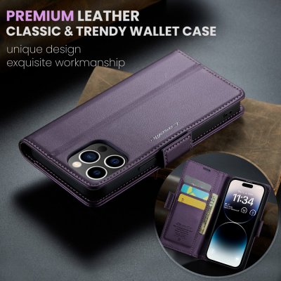 Köp CaseMe Slim Plånboksfodral RFID-skydd iPhone 15 Pro Lila online