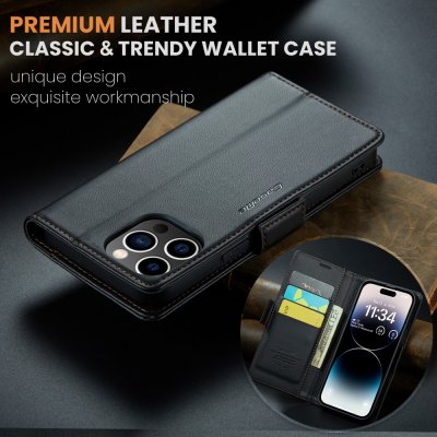 Köp CaseMe Slim Plånboksfodral RFID-skydd iPhone 15 Pro Svart Online