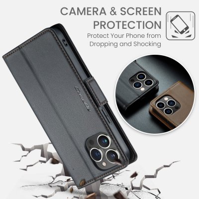 Köp CaseMe Slim Plånboksfodral RFID-skydd iPhone 15 Pro Svart Online