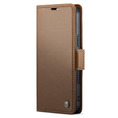 Plånboksfodral RFID-skydd iPhone 16 Plus Brun