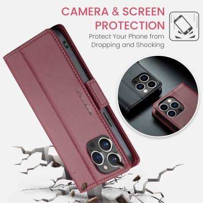 Plånboksfodral RFID-skydd iPhone 16 Pro Röd