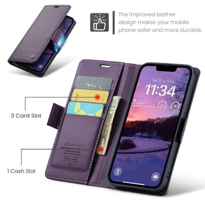Plånboksfodral RFID-skydd iPhone 17e lila