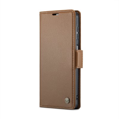 Köp CaseMe Slim Plånboksfodral RFID-skydd Samsung Galaxy A14 Brun Online