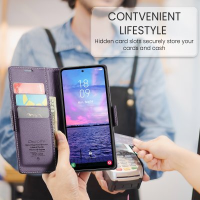 Köp CaseMe Slim Plånboksfodral RFID-skydd Samsung Galaxy A14 Lila Online