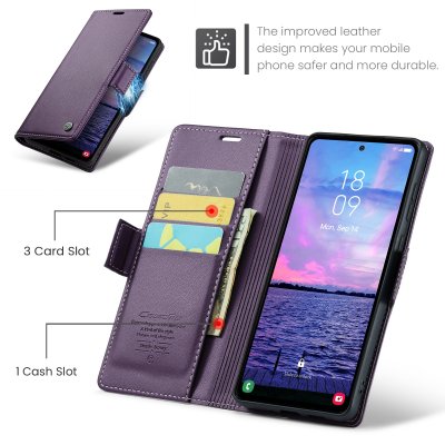 Köp CaseMe Slim Plånboksfodral RFID-skydd Samsung Galaxy A14 Lila Online