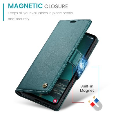 Köp CaseMe Slim Plånboksfodral RFID-skydd Samsung Galaxy S23 FE Blå Online