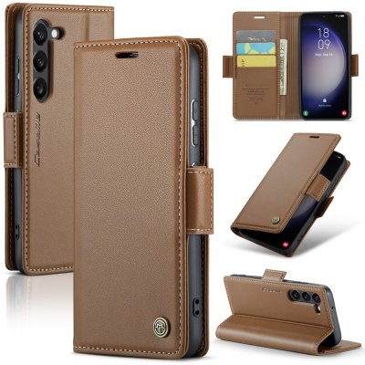 Köp CaseMe Slim Plånboksfodral RFID-skydd Samsung Galaxy S24 Brun Online