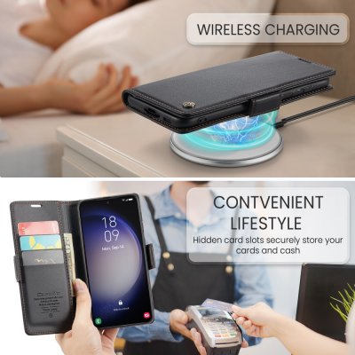 Köp CaseMe Slim Plånboksfodral RFID-skydd Samsung Galaxy S24 Svart Online