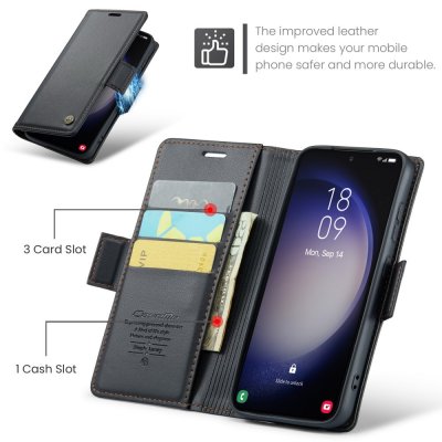 Köp CaseMe Slim Plånboksfodral RFID-skydd Samsung Galaxy S24 Svart Online
