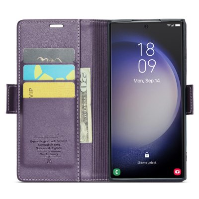 Köp CaseMe Slim Plånboksfodral RFID-skydd Samsung Galaxy S24 Ultra Lila Online