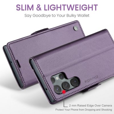 Köp CaseMe Slim Plånboksfodral RFID-skydd Samsung Galaxy S24 Ultra Lila Online
