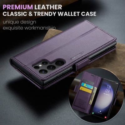 Köp CaseMe Slim Plånboksfodral RFID-skydd Samsung Galaxy S24 Ultra Lila Online