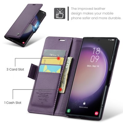 Köp CaseMe Slim Plånboksfodral RFID-skydd Samsung Galaxy S24 Ultra Lila Online