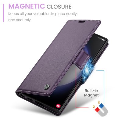 Köp CaseMe Slim Plånboksfodral RFID-skydd Samsung Galaxy S24 Ultra Lila Online