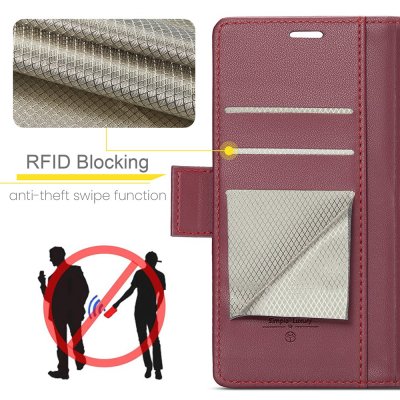 Köp CaseMe Slim Plånboksfodral RFID-skydd Samsung Galaxy S24 Ultra Röd Online