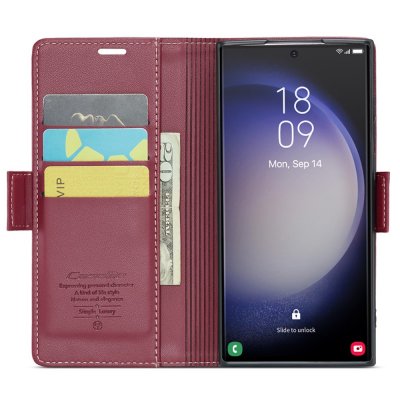 Köp CaseMe Slim Plånboksfodral RFID-skydd Samsung Galaxy S24 Ultra Röd Online