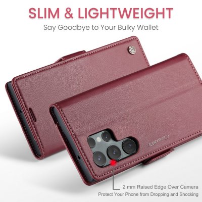 Köp CaseMe Slim Plånboksfodral RFID-skydd Samsung Galaxy S24 Ultra Röd Online