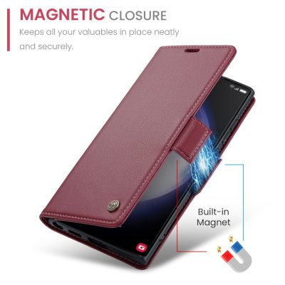 Köp CaseMe Slim Plånboksfodral RFID-skydd Samsung Galaxy S24 Ultra Röd Online