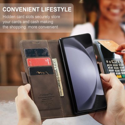 Köp CaseMe Slim Plånboksfodral Samsung Galaxy Z Fold 5 Brun Online