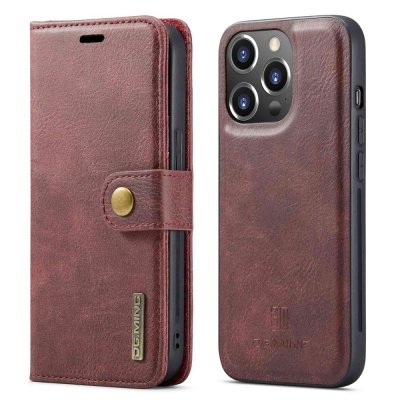 DG.MING 2-in-1 Magnet Wallet iPhone 14 Pro Red - Techhuset.se
