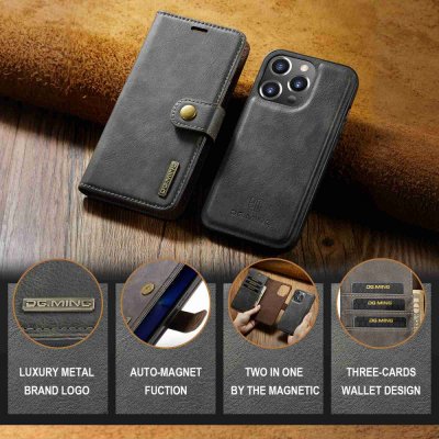 Köp DG.MING 2-in-1 Magnet Wallet iPhone 15 Pro Brown Online