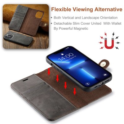 Köp DG.MING 2-in-1 Magnet Wallet iPhone 15 Pro Brown Online