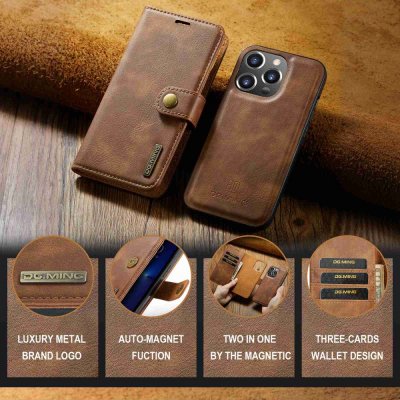 Köp DG.MING 2-in-1 Magnet Wallet iPhone 15 Pro Cognac Online