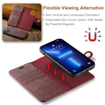 Köp DG.MING 2-in-1 Magnet Wallet iPhone 15 Pro Red Online