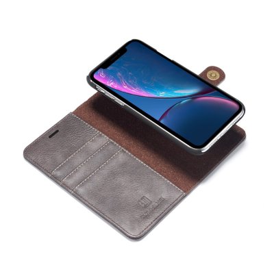 DG.MING 2-in-1 Magnet Wallet iPhone XR Brown - Techhuste.se