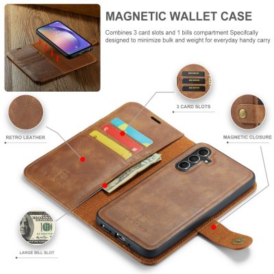 Magnet Wallet Case Samsung Galaxy A54 Cognac