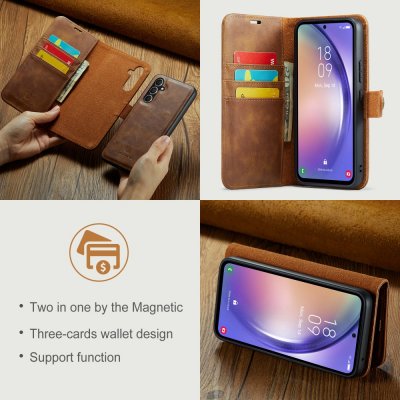 Magnet Wallet Case Samsung Galaxy A54 Cognac