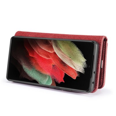 DG.MING 2-in-1 Magnet Wallet Samsung Galaxy S21 Ultra Red - Techhuset.se