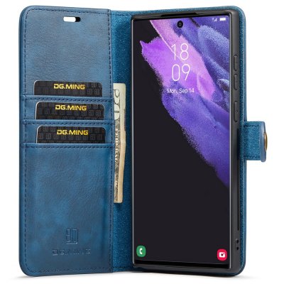DG.MING 2-in-1 Magnet Wallet Samsung Galaxy S22 Ultra Blue - Techhuset.se