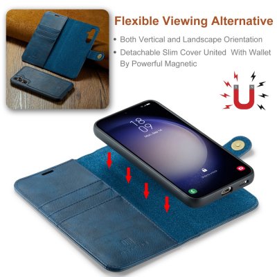 Köp DG.MING 2-in-1 Magnet Wallet Samsung Galaxy S23 FE Blue Online