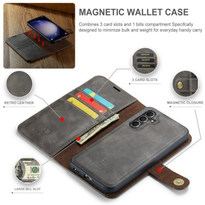 Köp DG.MING 2-in-1 Magnet Wallet Samsung Galaxy S23 FE Brown Online