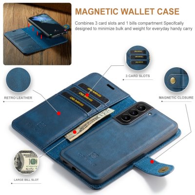 Köp DG.MING 2-in-1 Magnet Wallet Samsung Galaxy S24 Blue Online