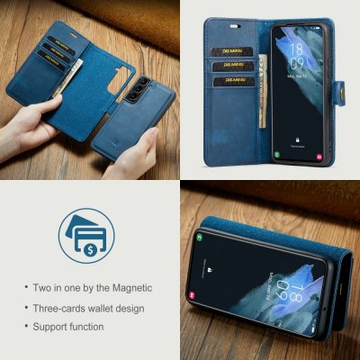Köp DG.MING 2-in-1 Magnet Wallet Samsung Galaxy S24 Blue Online