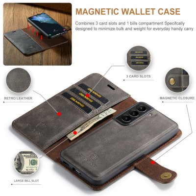 Köp DG.MING 2-in-1 Magnet Wallet Samsung Galaxy S24 Brown Online