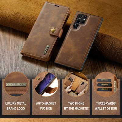 Köp DG.MING 2-in-1 Magnet Wallet Samsung Galaxy S24 Ultra Cognac Online
