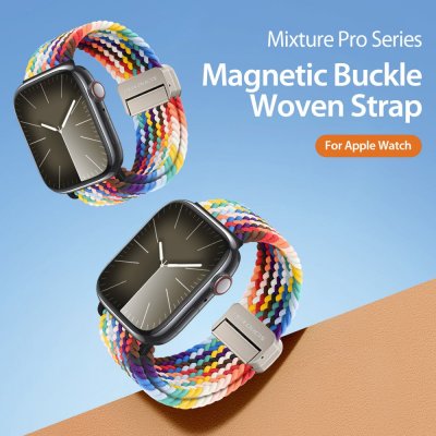 Köp Dux Ducis Elastic Nylon Woven Strap Apple Watch 45mm Series 9 Rainbow Online