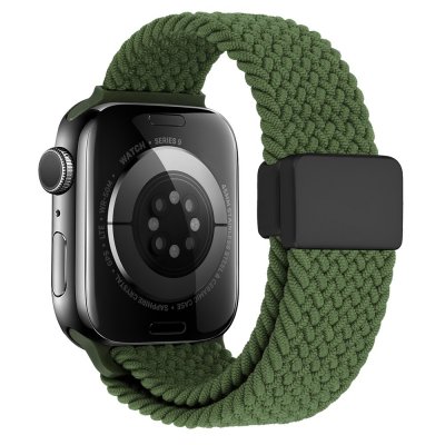 Apple Watch 38/40/41mm elastiskt vävt nylonarmband grön visad från sidan